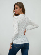 Hollow Round Neck Long Sleeve Top