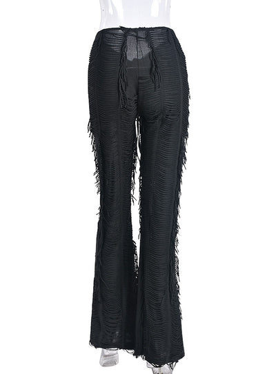 Irregular Horn Slacks Tassels Pant