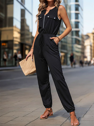 Black Sleeveless Long Jumpsuit