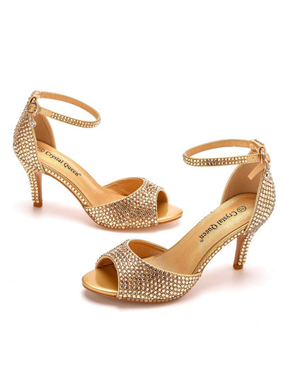 Fish-billed Rhinestone Stiletto Sandals