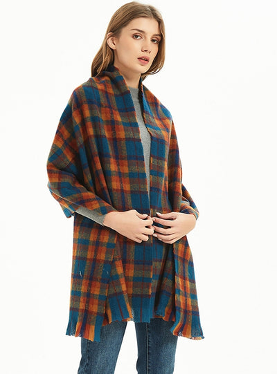 Women Warm Plaid Scarf