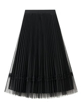 Beaded Mesh High Waist Pleated Skirt