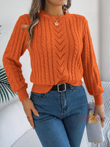 Leisure Solid Color Lantern Sleeve Sweater