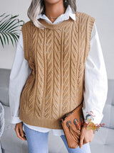 Round Neck Hollow Leisure Knitted Vest Sweater