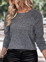 Long Sleeve Solid Color Knitted Top