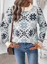 Women Leisure Pullover Jacquard Sweater