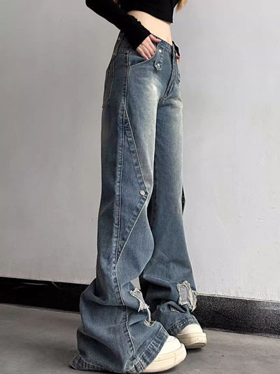 Low Waist Slim Pocket Leisure Zipper Jeans