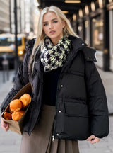 Loose Hooded Short Down Jacket Coat