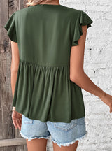 Solid Color Stitching Shirt Top