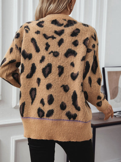 Women Leopard Jacquard Sweater