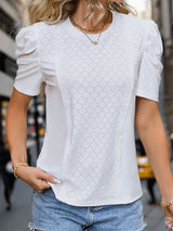 White Bubble Sleeve Top Tank