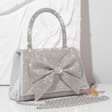 Women Full Rhinestone Bow Handbag