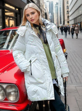 Medium and Long Glossy Cotton-padded Jacket