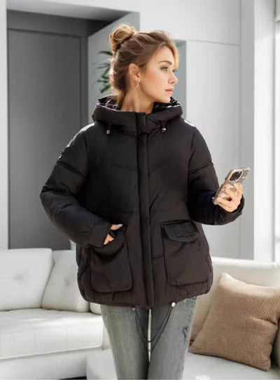 Loose Short Hooded Padded Down Jacket Coat