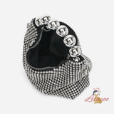 Silver Bead Chain Diamond-encrusted Diagonal Bag