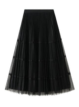 Skinny High Waist Pleated Gauze Dress