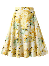 Retro Oil Painting High Waist Floral Skirt