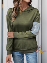 Pullover Color Matching Hooded Shirt