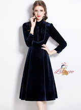 Long Sleeve Velvet Slim Dress