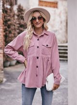 Casual Doll Corduroy Button Shirt