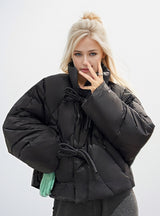 Women Bow Short Cotton-padded Jacket