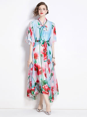 Loose Printed Big Swing Dress