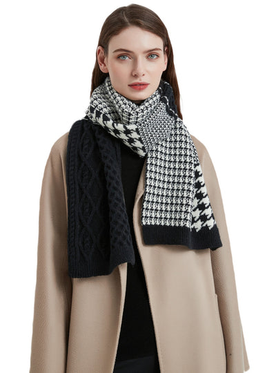 Thickened Warp Knitted Houndstooth Wool Scarf