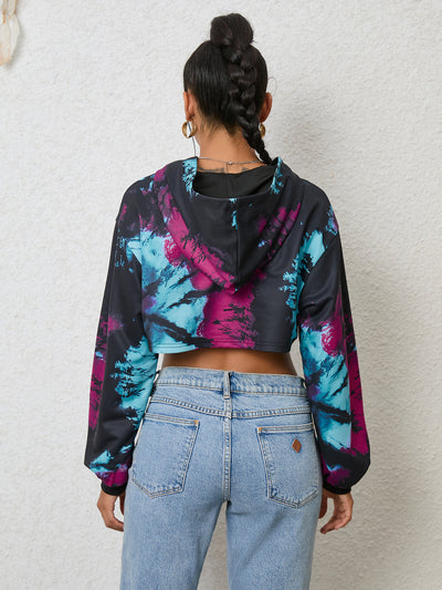 Printed Round Neck Raglan Sleeves Leisure Top