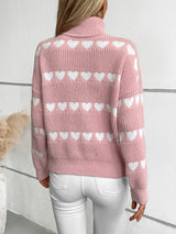 Lapel Love Heart Pullover Long Sleeve Sweater