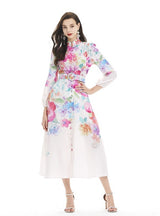 Palace Colorful Floral Printed Long-sleeved Dress