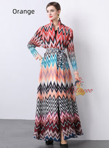 Pleats Loose Large Print Dress Coat