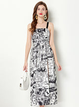 Graffiti Print Suspender Dress