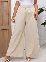 Split Elastic High Waist Wide-leg Pants