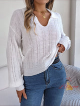 Leisure Lapel Solid Color Long Sleeve Sweater