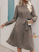 Women Long Sleeve Geometric Print Dress