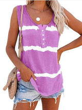 Tie-dyed Printed Button Vest T-shirt