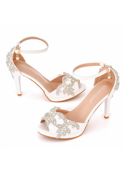 Fish-billed High-heeled Rhinestone Sandals