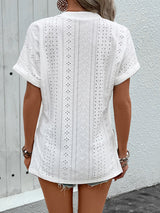 V-neck Jacquard Short-sleeved Top T-shirt