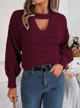 Leisure Hollow Twist Long Sleeve Sweater