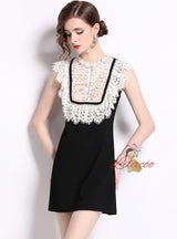 Lace Stitching Slim Nail Drill Dress