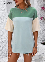 Round Neck Color Matching Short Sleeve T-shirt