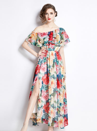 Chiffon One Shoulder Beach Seaside Dress