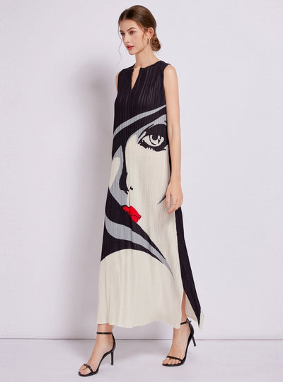 Printed Large Size Slim Long Dress