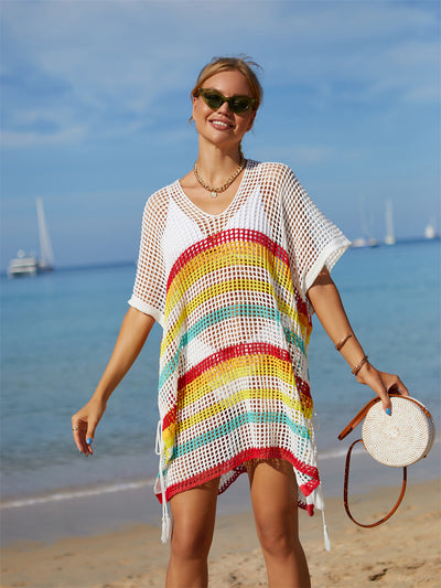 Beach Knitted Rainbow Holiday Bikini Cover Up