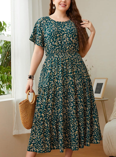 Printed Loose Ladies Plus Size Dress