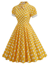 Retro Polka Dot Doll Collar Short Sleeve Dress