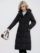 Knee-length Thick Warm Drawstring Slim Cotton Coat