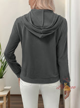 Women Casual Beaded Hoodie Top