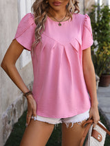 Casual V-neck Chiffon Bud Sleeve Shirt Top