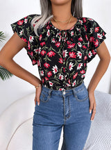 Casual Loose Ruffled Chiffon Top